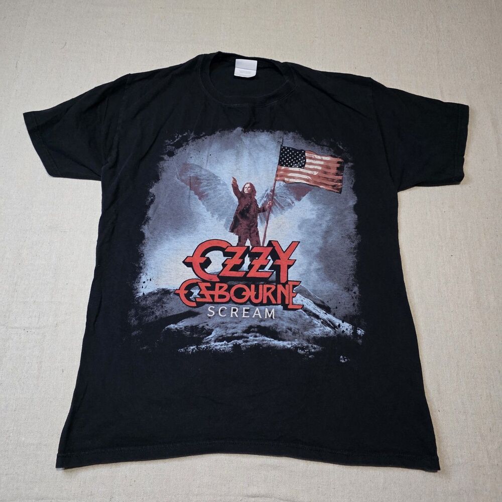 Vintage Ozzy Osbourne Scream Tour Concert Black T Shirt 2010-2011 Size M Y2K